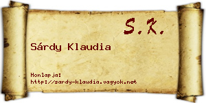 Sárdy Klaudia névjegykártya