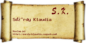 Sárdy Klaudia névjegykártya